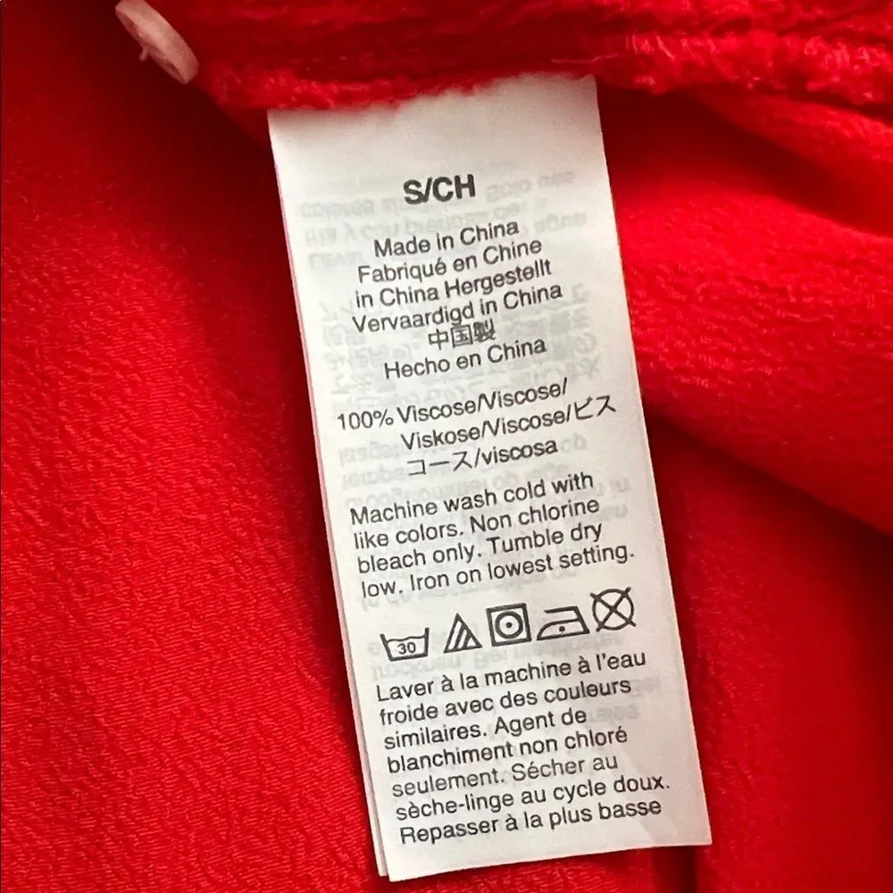 Like New! J.Crew Red Viscose Long Doiman Sleeve Button Front Blouse in Size S